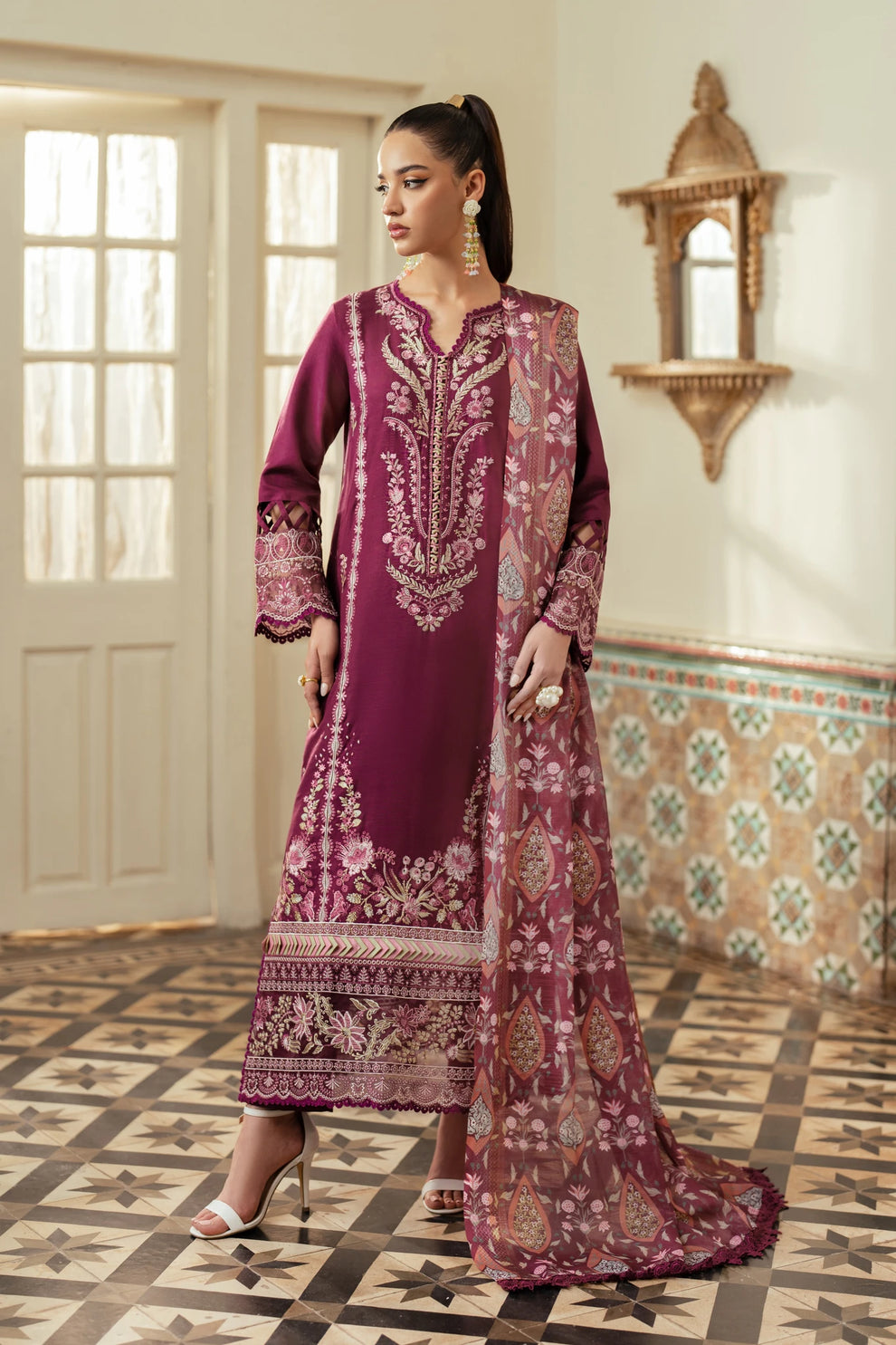 JAZMIN-UNSTITCHED 3PC DHANAK EMBROIDERED SUIT-PK-5822