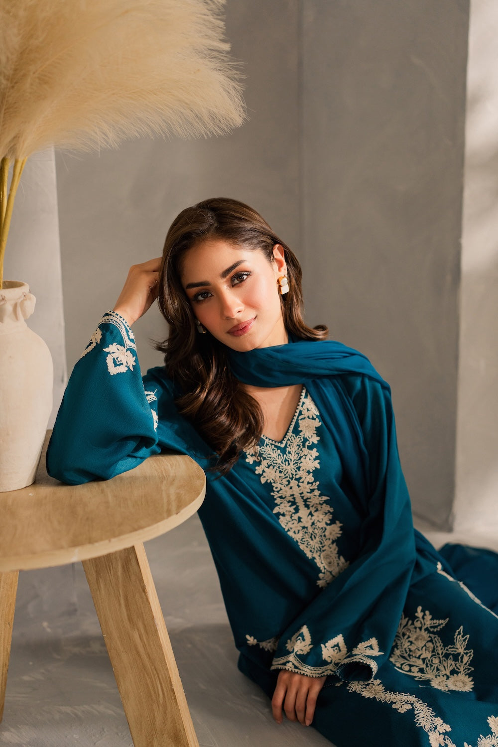 VINTAGE-UNSTITCHED 3PC DHANAK EMBROIDERED SUIT-PK-5817