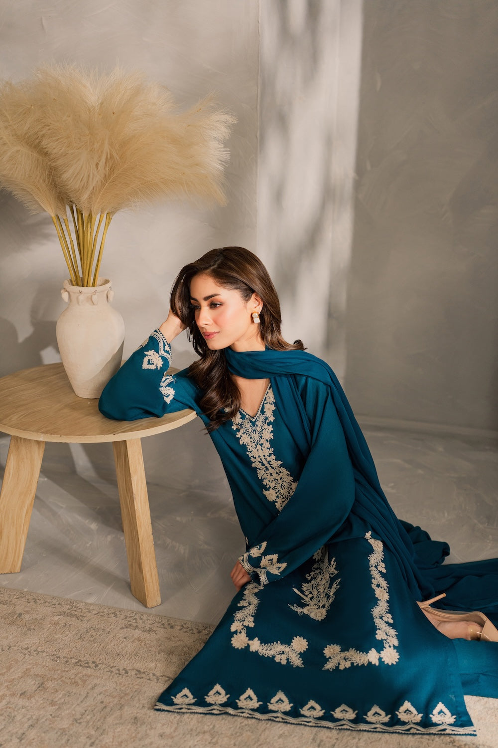 VINTAGE-UNSTITCHED 3PC DHANAK EMBROIDERED SUIT-PK-5817
