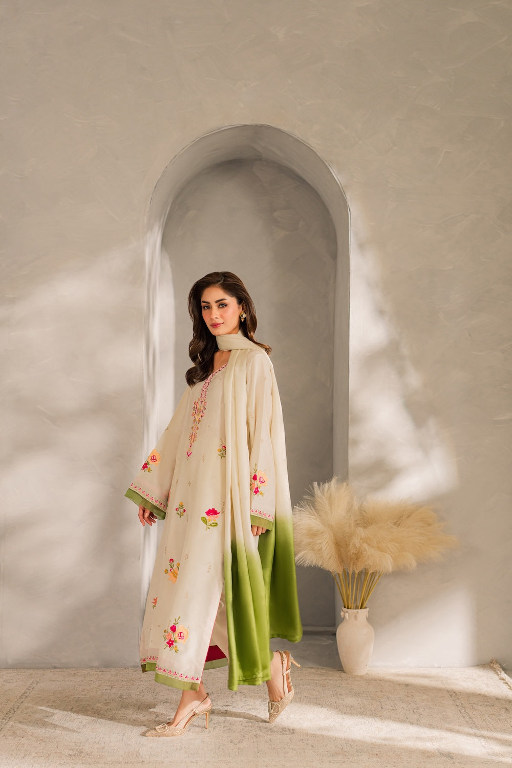 MIRANA-UNSTITCHED 3PC DHANAK EMBROIDERED SUIT-PK-5821