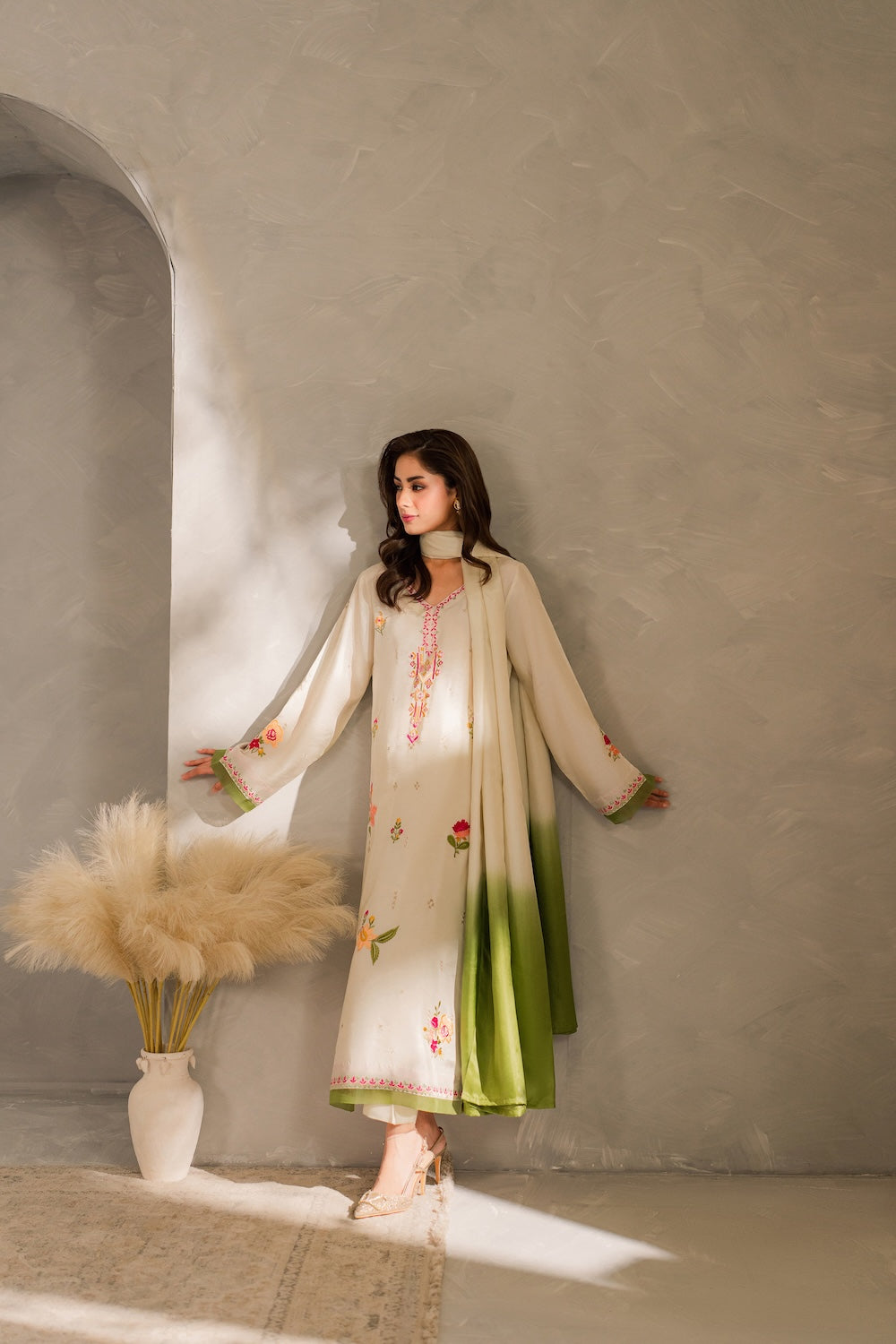 MIRANA-UNSTITCHED 3PC DHANAK EMBROIDERED SUIT-PK-5821