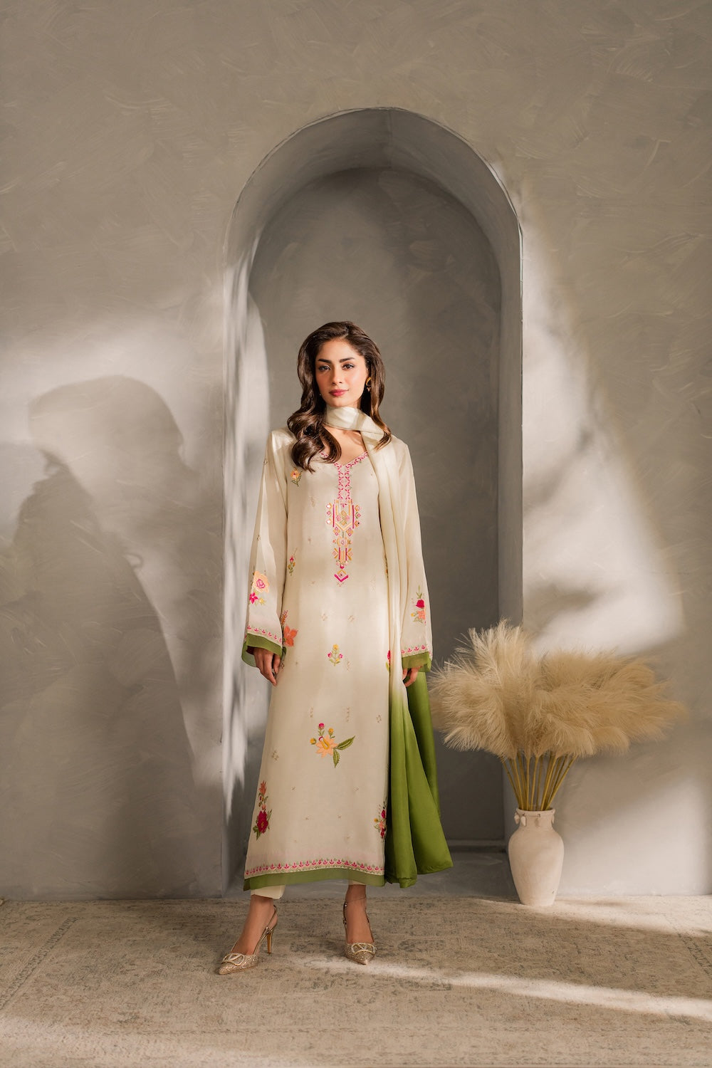 MIRANA-UNSTITCHED 3PC DHANAK EMBROIDERED SUIT-PK-5821