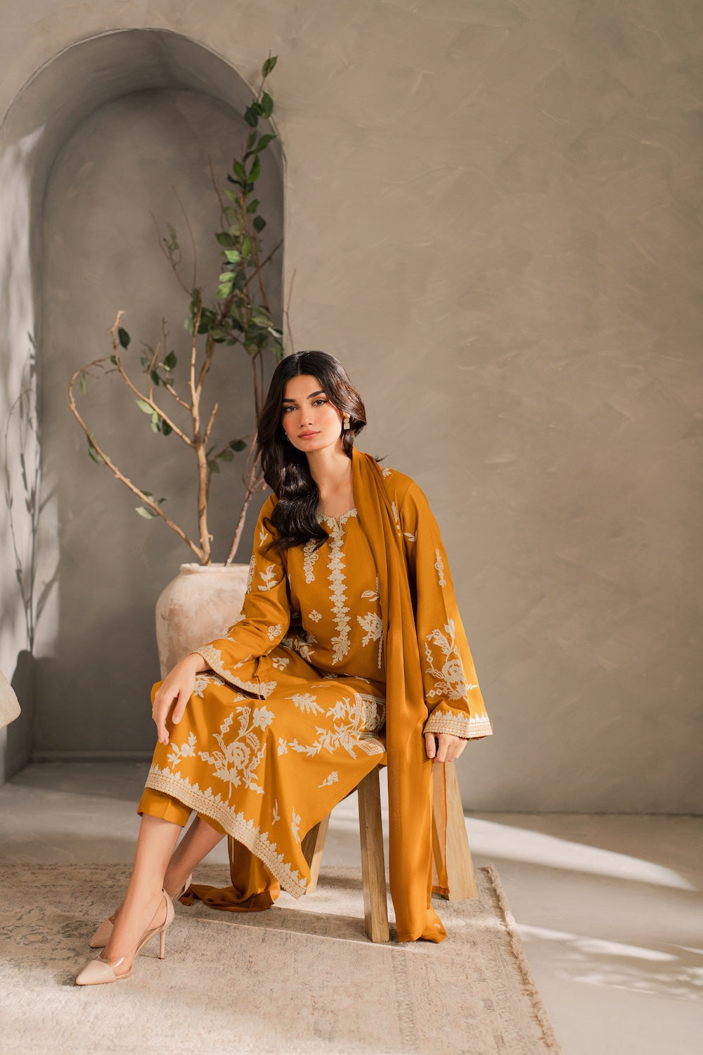 MIRANA- UNSTITCHED 3PC DHANAK EMBROIDERED SUIT-PK-5815