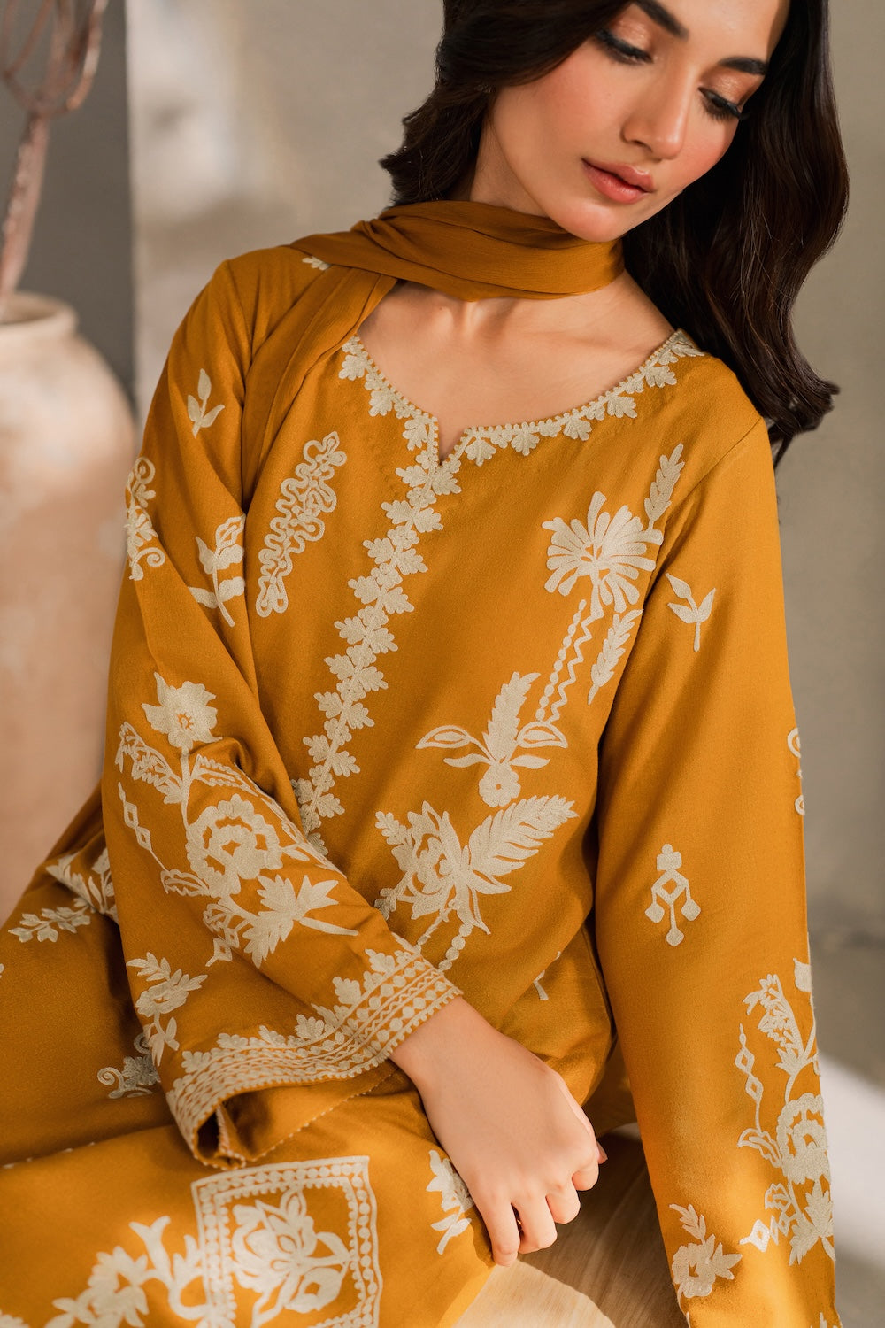 MIRANA- UNSTITCHED 3PC DHANAK EMBROIDERED SUIT-PK-5815