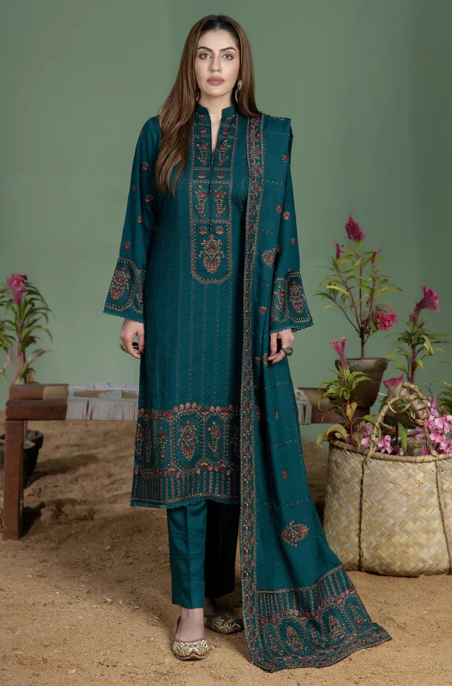 MOHAGNI-UNSTITCHED 3PC DHANAK EMBROIDERED SUIT-PK-4256