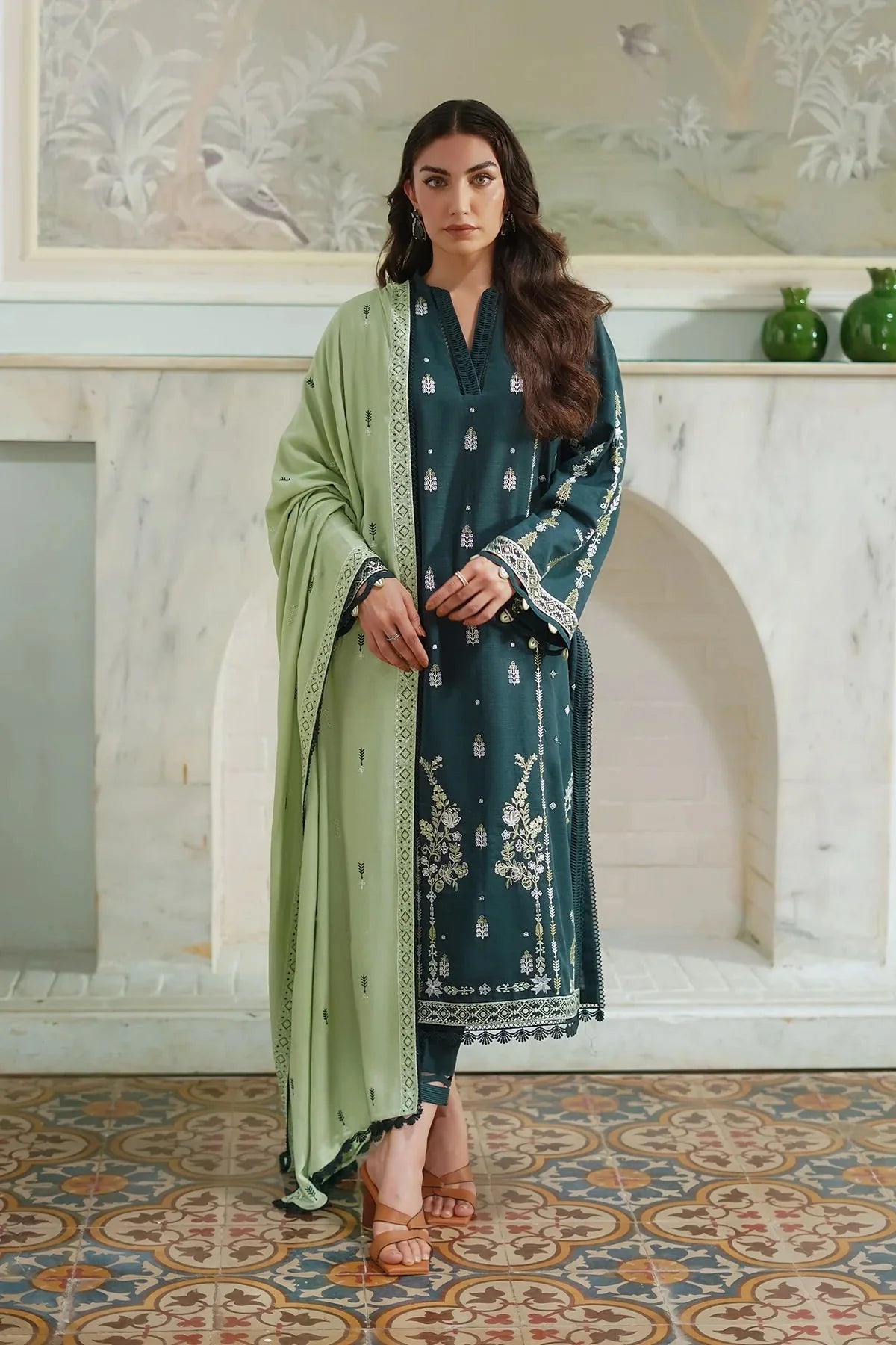 BATIK-UNSTITCHED 3PC DHANAK EMBROIDERED SUIT-PK-5766