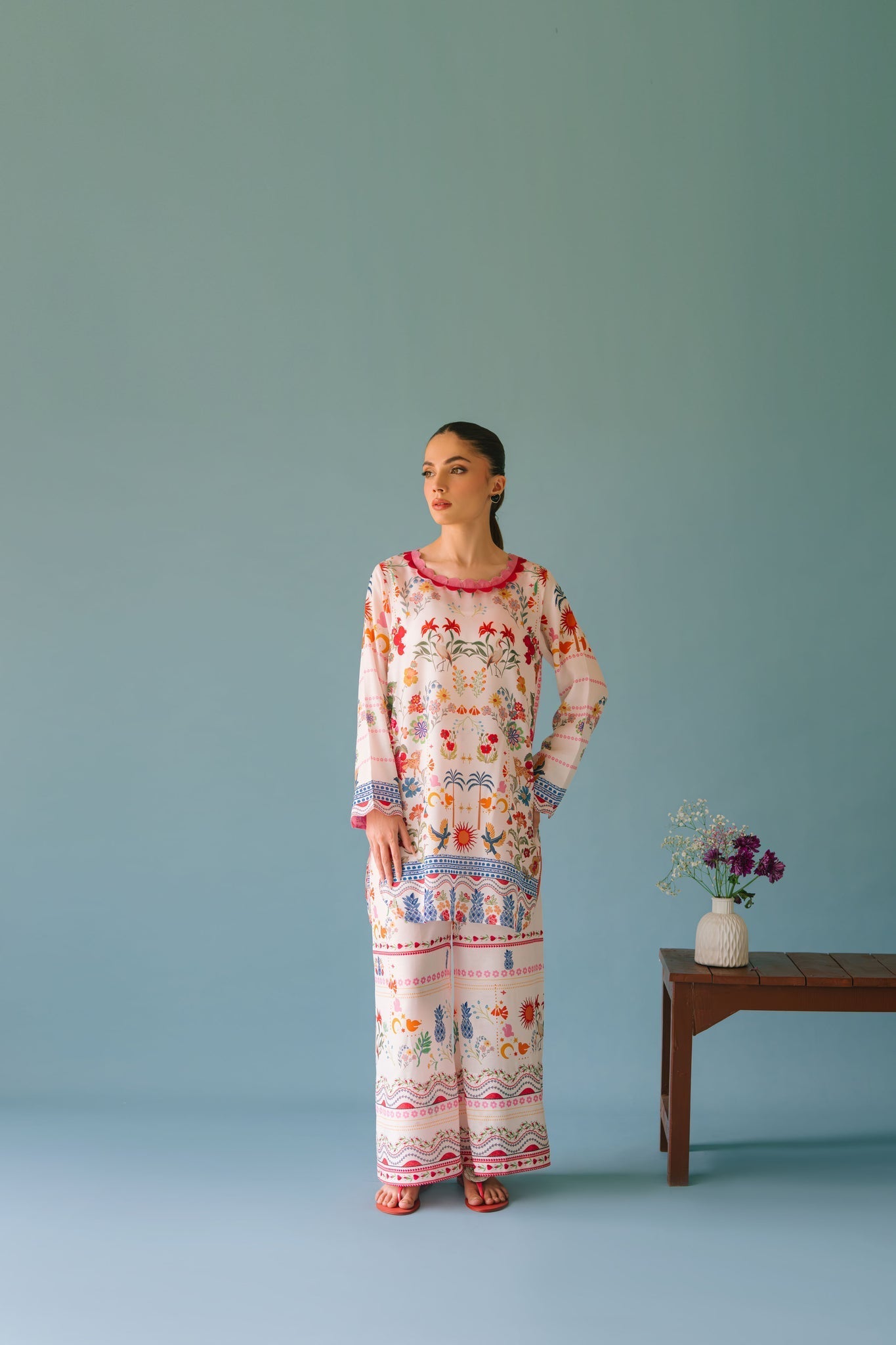 UNSTITCHED-2PC SHAMOZE SILK PRINTED SUIT-PK-2006