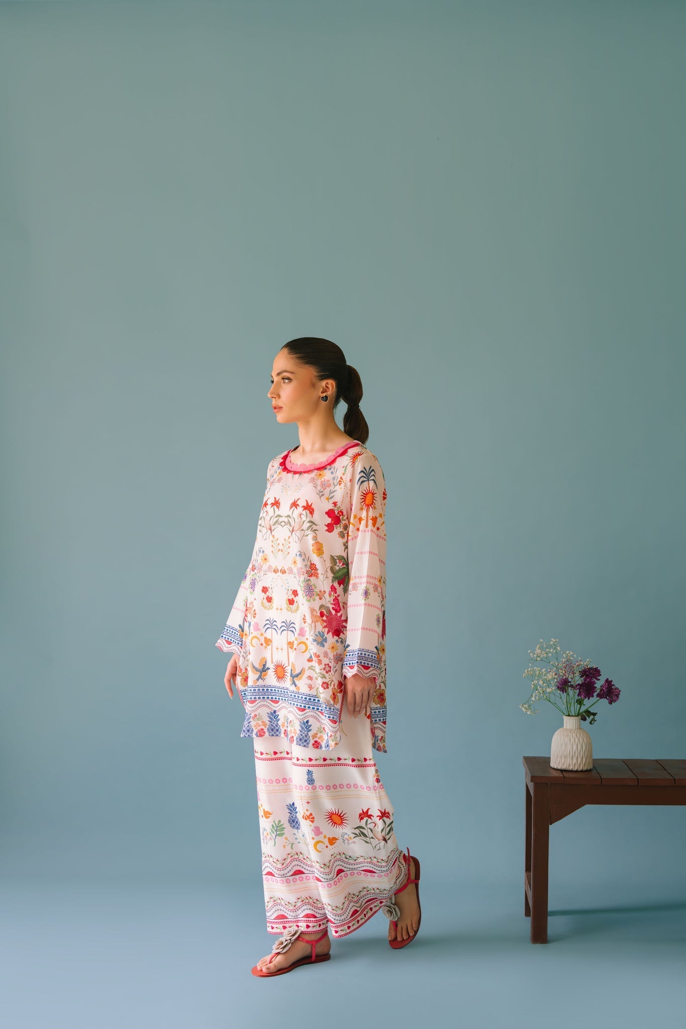 UNSTITCHED-2PC SHAMOZE SILK PRINTED SUIT-PK-2006