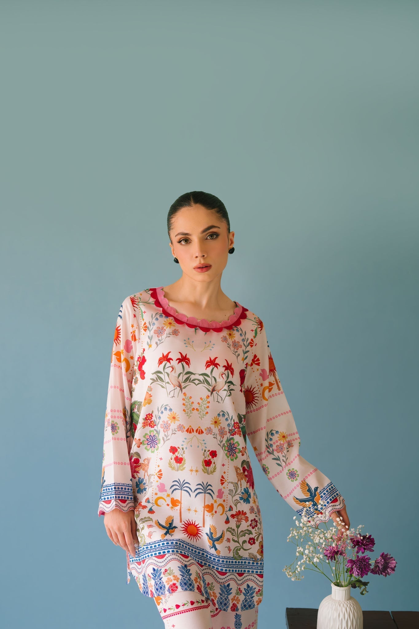 UNSTITCHED-2PC SHAMOZE SILK PRINTED SUIT-PK-2006