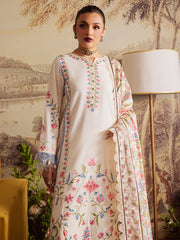 MAHNUR-UNSTITCHED 3PC KARANDI EMBROIDERED SUIT-PK-4329
