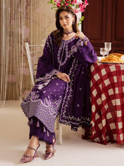 MAHNUR-UNSTITCHED 3PC DHANAK EMBROIDERED SUIT-PK-4328