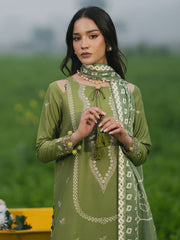 IZEL-UNSTITCHED 3PC LAWN EMBROIDERED SUIT-PK-4509