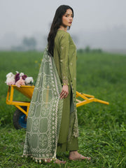 IZEL-UNSTITCHED 3PC LAWN EMBROIDERED SUIT-PK-4509
