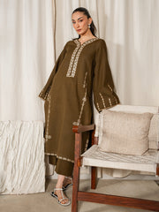 IZEL-UNSTITCHED 2PC DHANAK EMBROIDERED SUIT-PK-15078