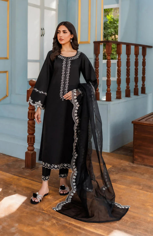 HANA - 3PC DHANAK EMBROIDERED WITH ORGANZA EMBROIDERED DUPPATTA -EP-5410