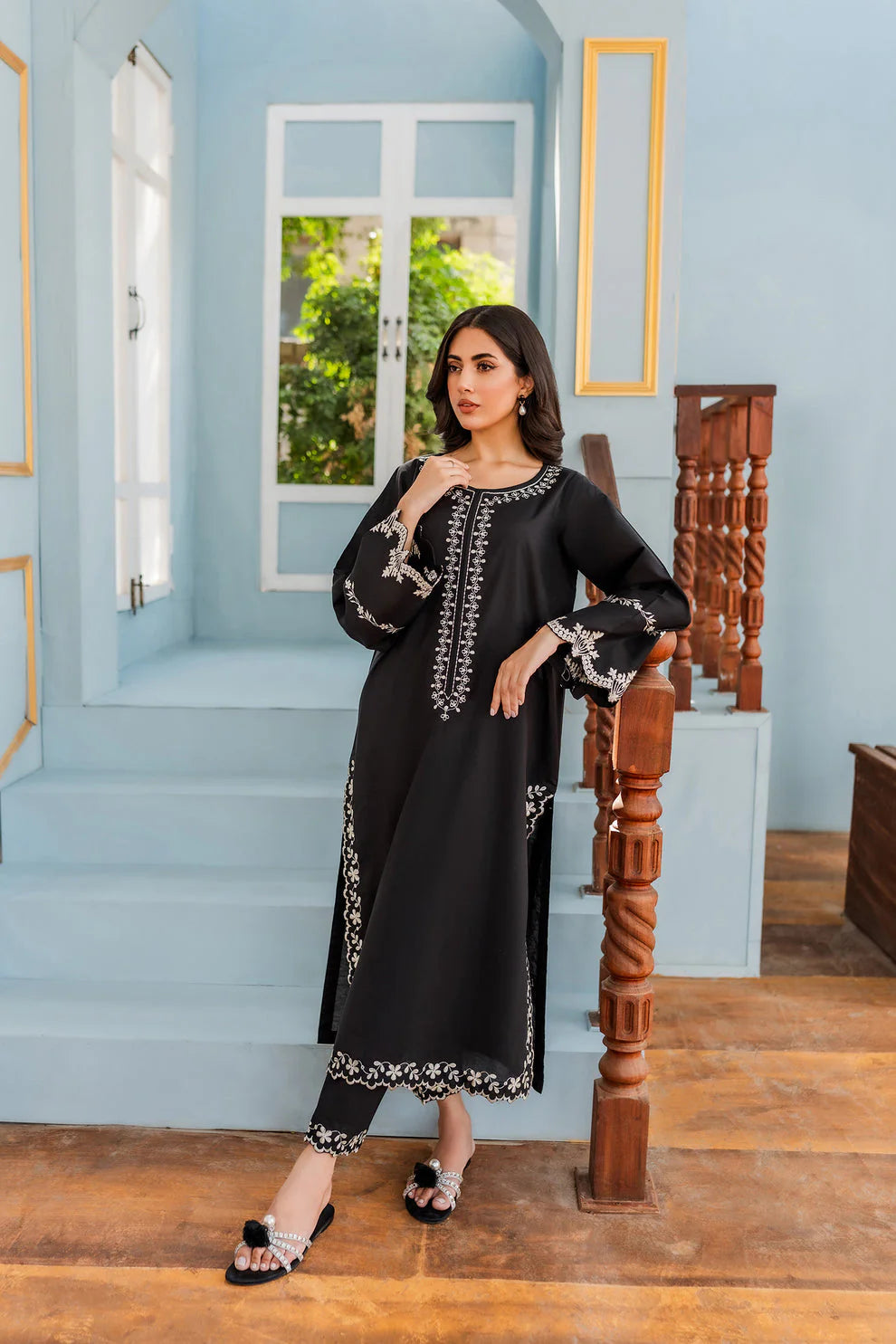 HANA - 3PC DHANAK EMBROIDERED WITH ORGANZA EMBROIDERED DUPPATTA -EP-5410