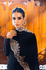AZURE-UNSTITCHED 3PC LAWN SEQUIN EMBROIDERED SUIT-PK-4559