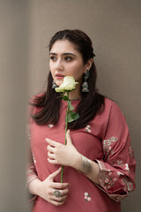 URGE-2PIECE DHANAK EMBROIDERED SHIRT WITH DHANAK EMB TROUSER-PK-15033