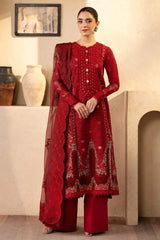 QALAMQAR-UNSTITCHED 3PC LAWN EMBROIDERED SUIT-PK-4709