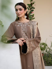 IZEL-UNSTITCHED 3PC KHADDAR EMBROIDERED SUIT-PK-4388