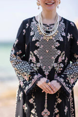 QALAMQAR-UNSTITCHED 3PC LAWN CHIKANKARI EMBROIDERED SUIT-PK-4620