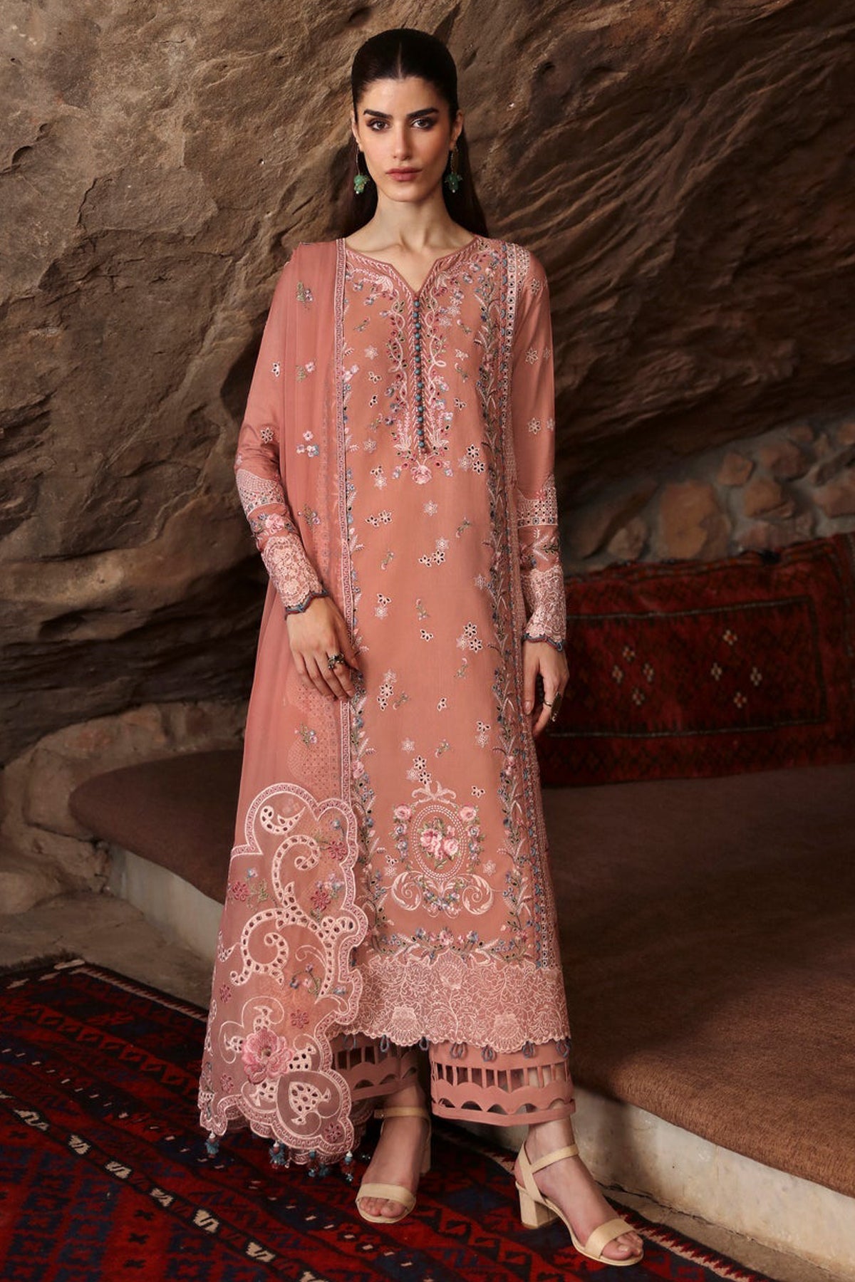 QALAMQAR-UNSTITCHED 3PC LAWN EMBROIDERED SUIT-PK-4754