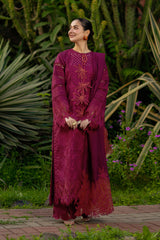 RANG RASIYA-UNSTITCHED 3PC LAWN CHIKAN EMBROIDERED SUIT-PK-4885