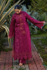RANG RASIYA-UNSTITCHED 3PC LAWN CHIKAN EMBROIDERED SUIT-PK-4885