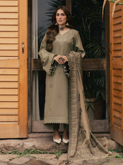IZEL-UNSTITCHED 3PC DHANAK EMBROIDERED SUIT-PK-5328