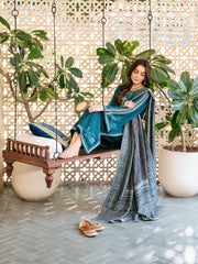 IZEL-UNSTITCHED 3PC DHANAK EMBROIDERED SUIT-PK-4387