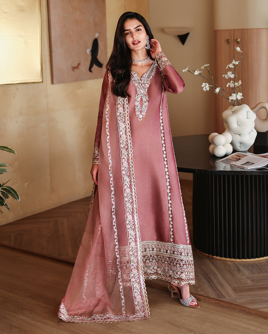 MUSHQ-UNSTITCHED 3PC-RAW SILK HAND EMBELLISHED SUIT-PK-5214