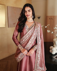 MUSHQ-UNSTITCHED 3PC-RAW SILK HAND EMBELLISHED SUIT-PK-5214