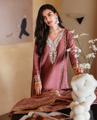 MUSHQ-UNSTITCHED 3PC-RAW SILK HAND EMBELLISHED SUIT-PK-5214