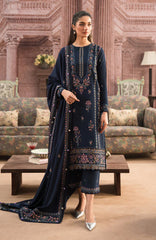 SERAN-UNSTITCHED 3PC DHANAK HEAVY EMBROIDERED SUIT-PK-3127