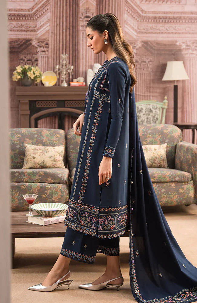 SERAN-UNSTITCHED 3PC DHANAK HEAVY EMBROIDERED SUIT-PK-3127