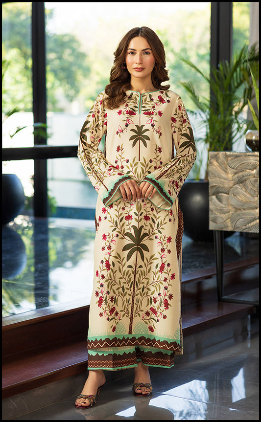 UNSTITCHED-2PC SHAMOZE SILK PRINTED SUIT-PK-2003
