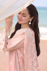 QALAMQAR-UNSTITCHED 3PC LAWN CHIKANKARI HEAVY EMBROIDERED SUIT-PK-4698