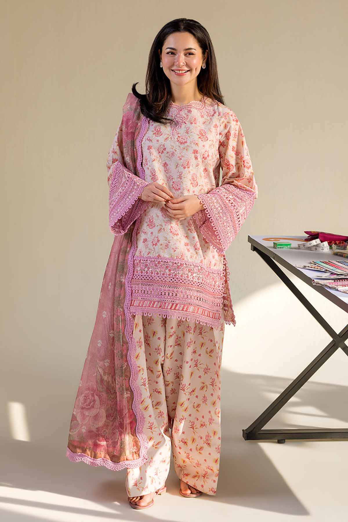 SOBIA NAZIR-UNSTITCHED 3PC LAWN DIGITAL PRINTED EMB SUIT-PK-056