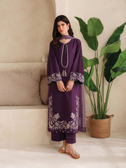 GARNET-UNSTITCHED 3PC DHANAK EMBROIDERED SUIT-PK-4305