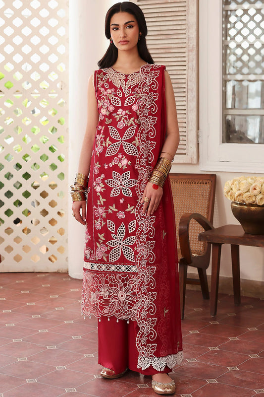 MAHNUR-3PC LAWN EMBROIDERED SHIRT WITH MONARK EMBROIDERED DUPATTA AND TROUSER-PK-5627