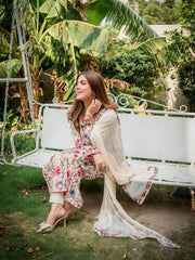 VINTAGE-UNSTITCHED 3PC DHANAK EMBROIDERED SUIT-PK-5830