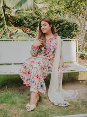 VINTAGE-UNSTITCHED 3PC DHANAK EMBROIDERED SUIT-PK-5830