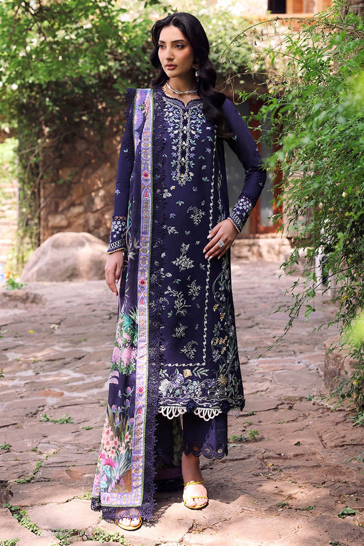 ZAHA-UNSTITCHED 3PC DHANAK EMBROIDERED SUIT-PK-5832