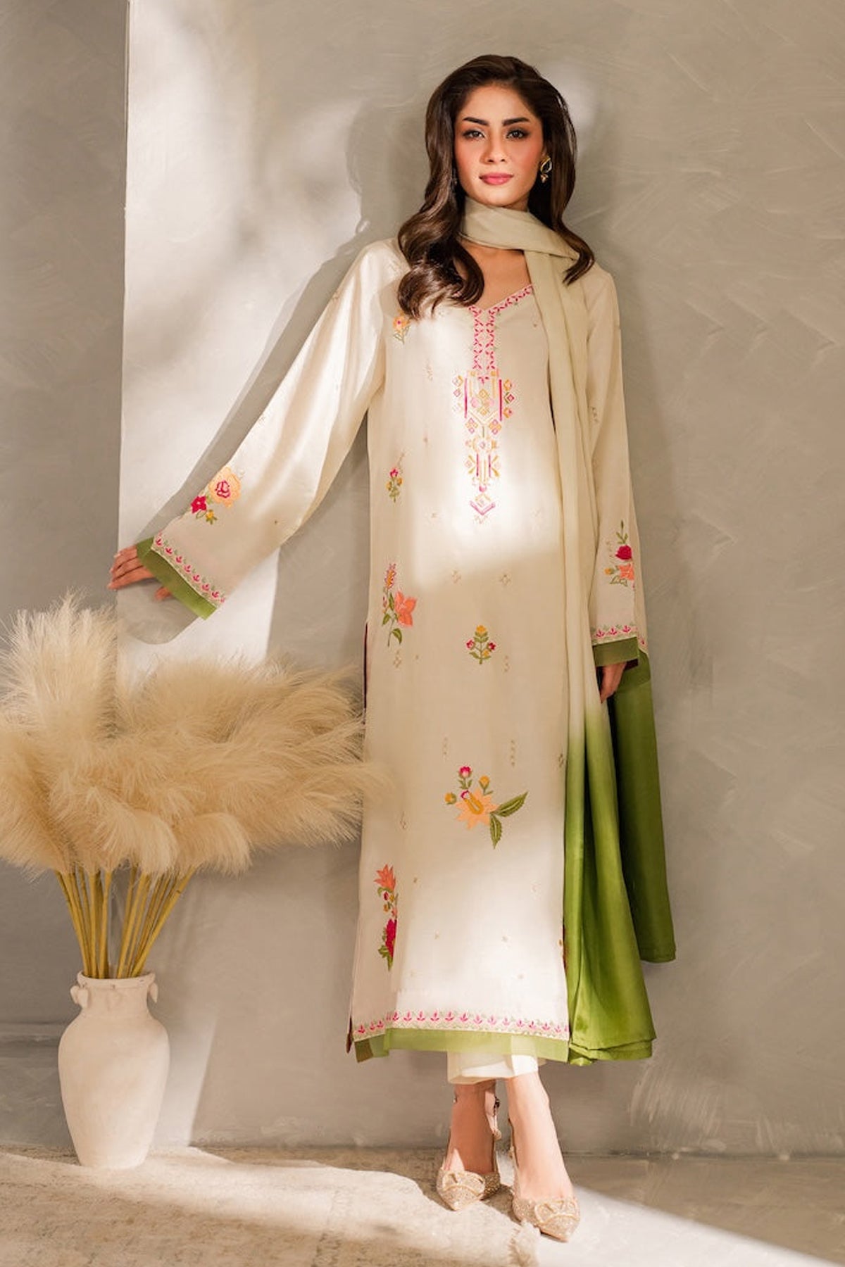 MIRANA-UNSTITCHED 3PC DHANAK EMBROIDERED SUIT-PK-5821