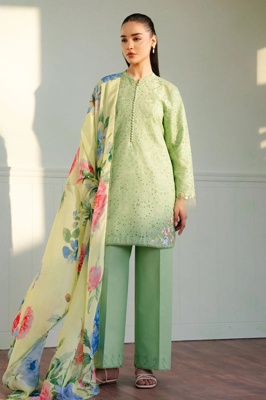 ZARA SHAH JAHAN -UNSTITCHED 3PC LAWN CHIKENKARI EMBROIDERED SUIT-PK-5707