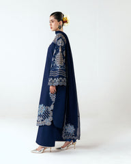 HUSSAIN REHAR-UNSTITCHED 3PC KARANDI EMBROIDERED SUIT-PK-5245