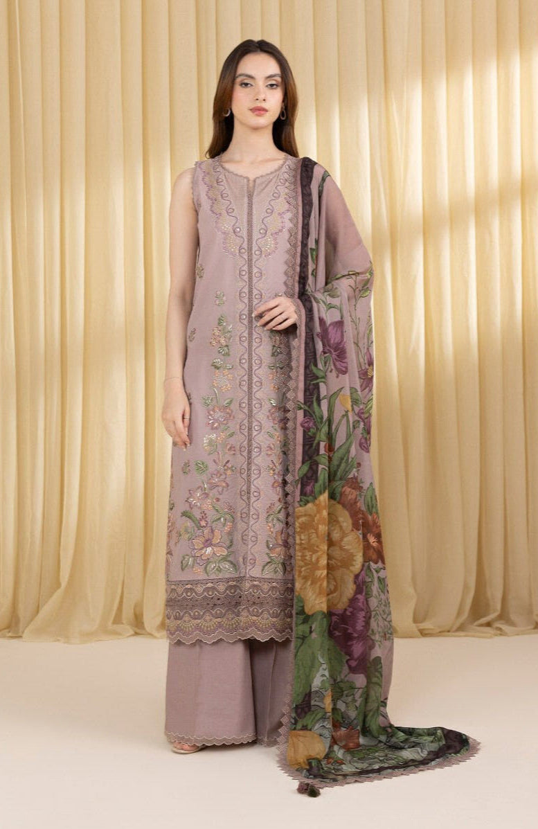 SAPPHIRE-UNSTITCHED 3PC DHANAK EMBROIDERED SUIT-PK-3824