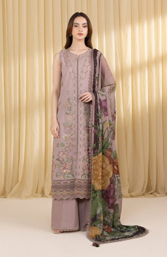SAPPHIRE-UNSTITCHED 3PC DHANAK EMBROIDERED SUIT-PK-3824