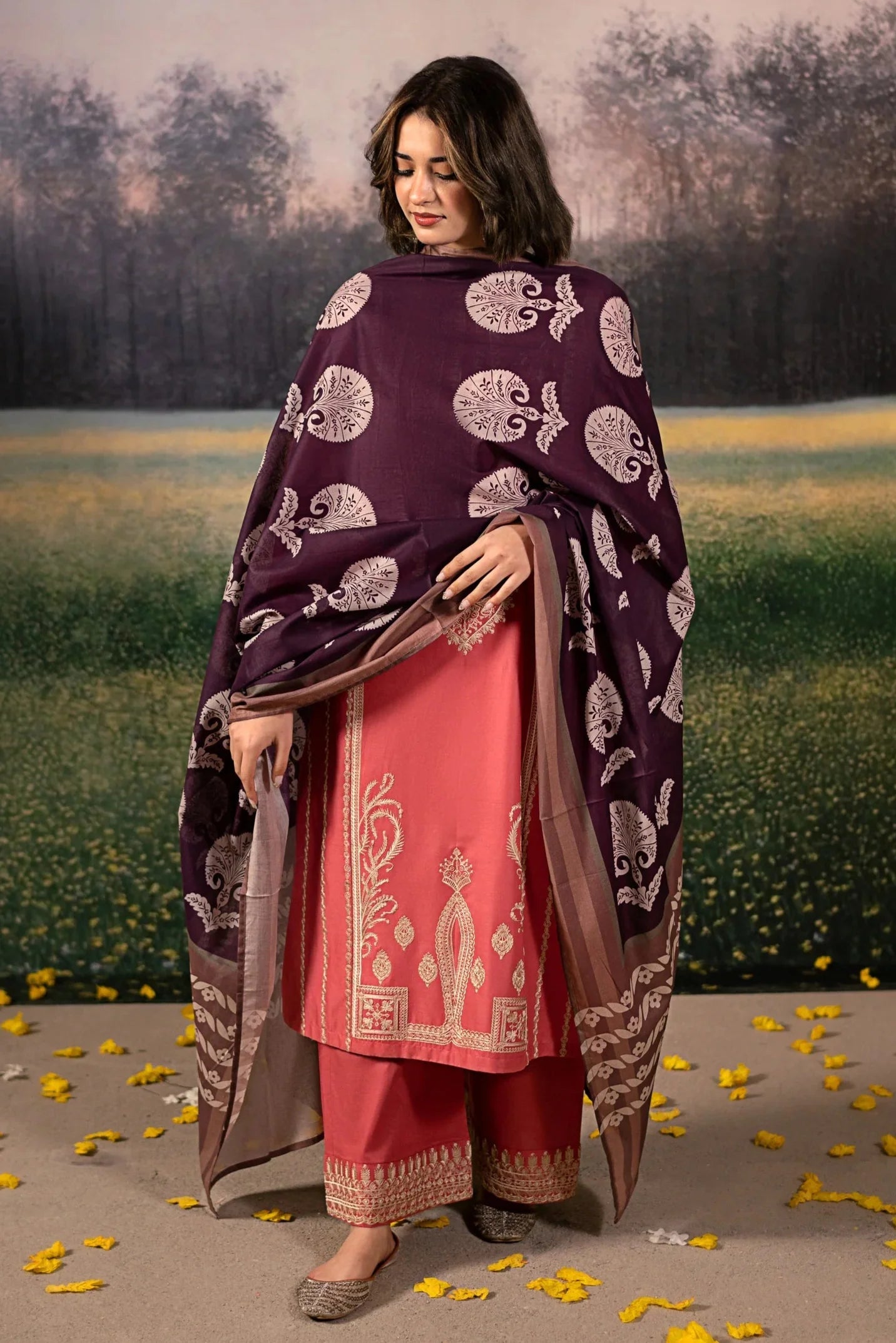 URGE-UNSTITCHED 3PC DHANAK EMBROIDERED SUIT-PK-5783