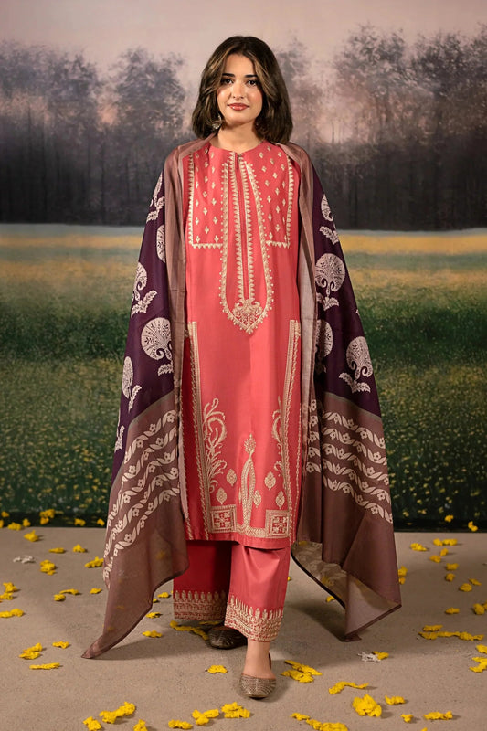 URGE-UNSTITCHED 3PC DHANAK EMBROIDERED SUIT-PK-5783